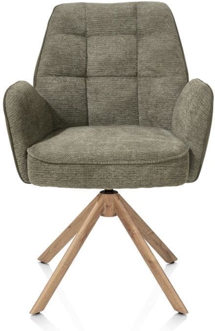 Henders & Hazel Bell armstoel - eikenprint frame - draaibaar - pocket - combi calabria/vada - mosgroen Armstoel