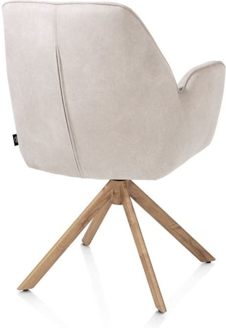 Henders & Hazel Bell armstoel - eikenprint frame - draaibaar - pocket - stof calabria - kiezel Grijs|Wit Armstoel