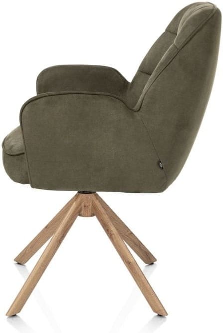 Henders & Hazel Bell armstoel - eikenprint frame - draaibaar - pocket - stof calabria - mosgroen Armstoel