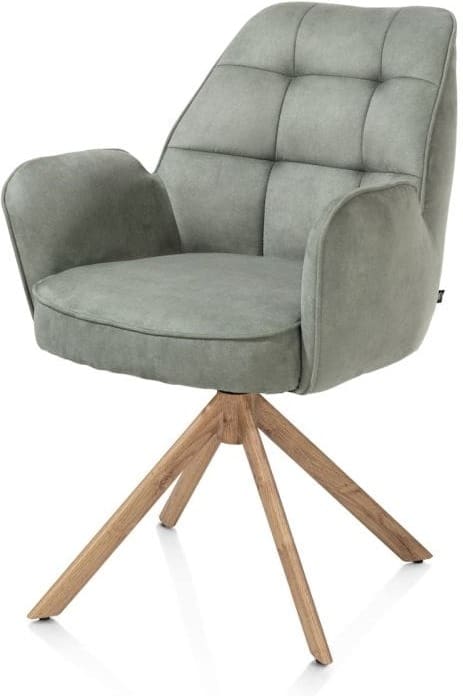 Henders & Hazel Bell armstoel - eikenprint frame - draaibaar - pocket - stof calabria - olijf Groen Armstoel