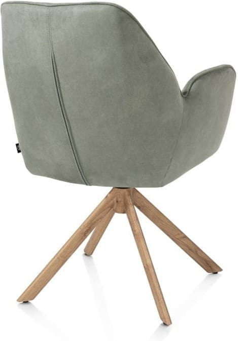 Henders & Hazel Bell armstoel - eikenprint frame - draaibaar - pocket - stof calabria - olijf Groen Armstoel
