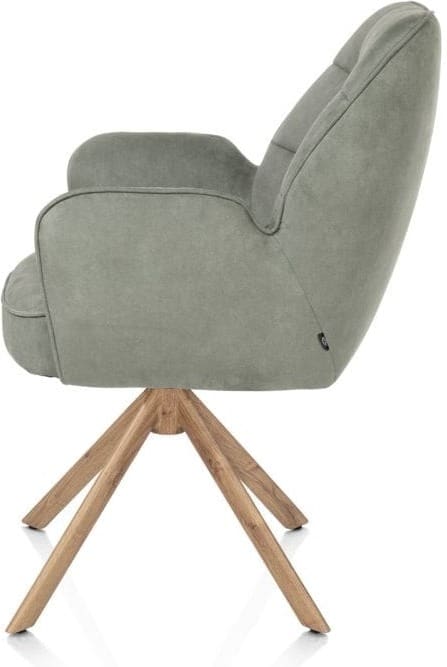 Henders & Hazel Bell armstoel - eikenprint frame - draaibaar - pocket - stof calabria - olijf Groen Armstoel