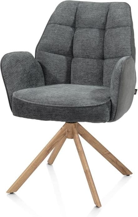 Henders & Hazel Bell armstoel - eikenprint frame - draaibaar - relax - pocket - combi calabria/vada Antraciet Armstoel