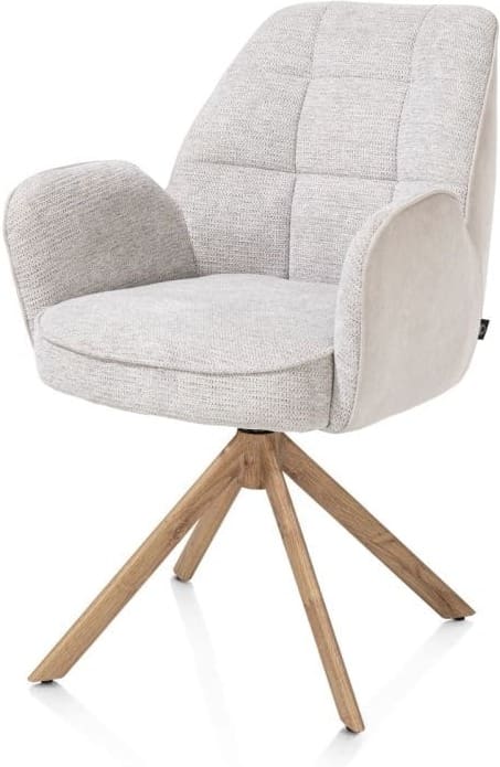 Henders & Hazel Bell armstoel - eikenprint frame - draaibaar - relax - pocket - combi calabria/vada - kiezel Grijs|Wit Armstoel