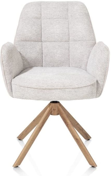 Henders & Hazel Bell armstoel - eikenprint frame - draaibaar - relax - pocket - combi calabria/vada - kiezel Grijs|Wit Armstoel