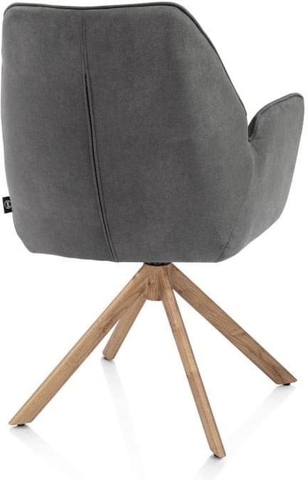Henders & Hazel Bell armstoel - eikenprint frame - draaibaar - relax - pocket - stof calabria Antraciet Armstoel