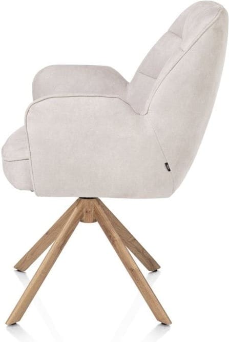Henders & Hazel Bell armstoel - eikenprint frame - draaibaar - relax - pocket - stof calabria - kiezel Grijs|Wit Armstoel