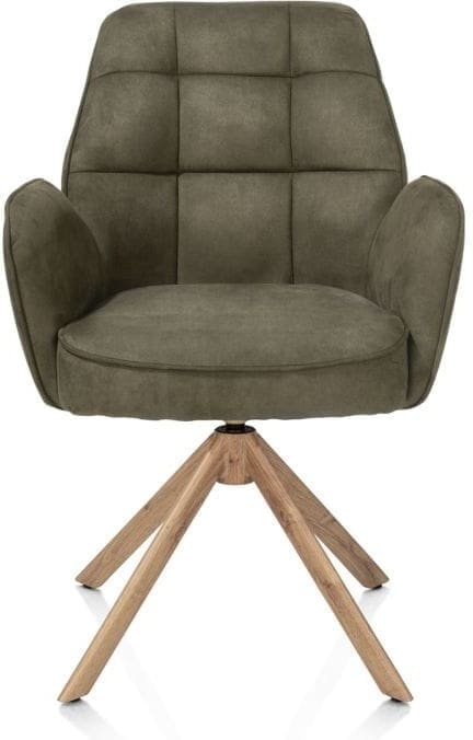 Henders & Hazel Bell armstoel - eikenprint frame - draaibaar - relax - pocket - stof calabria - mosgroen  Armstoel