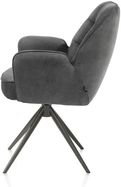 Henders & Hazel Bell armstoel - grafiet frame - draaibaar - relax - pocket - stof calabria - antraciet Antraciet Armstoel