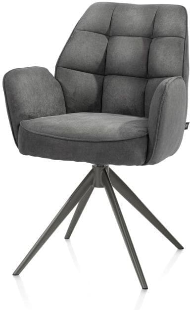 Henders & Hazel Bell armstoel - grafiet frame - draaibaar - relax - pocket - stof calabria - antraciet Antraciet Armstoel