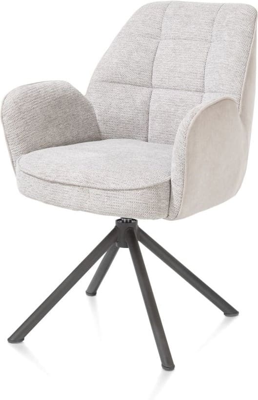Henders & Hazel Bell armstoel - grafiet frame recht - draaibaar - pocket - combi calabria/vada - kiezel Grijs|Wit Armstoel