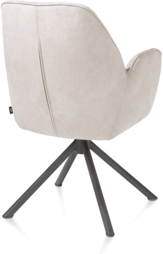 Henders & Hazel Bell armstoel - grafiet frame recht - draaibaar - pocket - combi calabria/vada - kiezel Grijs|Wit Armstoel