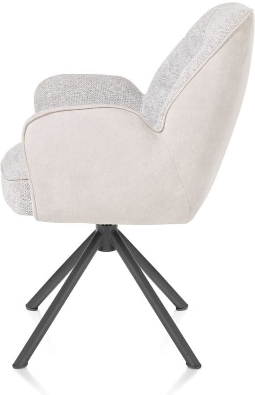 Henders & Hazel Bell armstoel - grafiet frame recht - draaibaar - pocket - combi calabria/vada - kiezel Grijs|Wit Armstoel