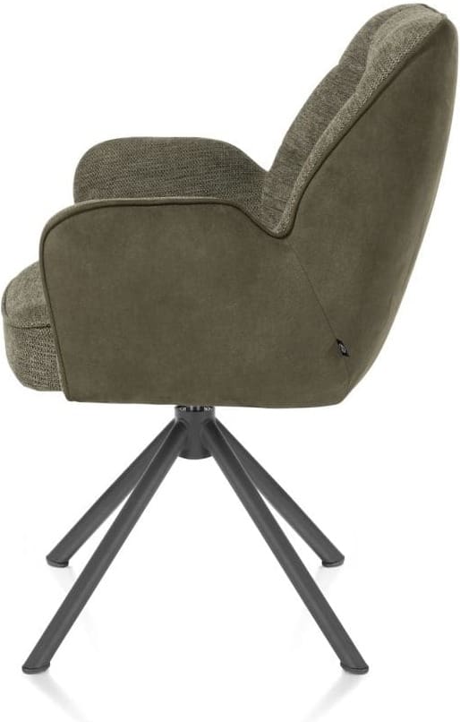 Henders & Hazel Bell armstoel - grafiet frame recht - draaibaar - pocket - combi calabria/vada - mosgroen Armstoel