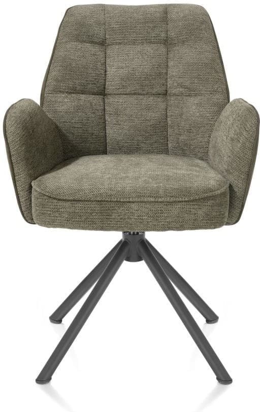 Henders & Hazel Bell armstoel - grafiet frame recht - draaibaar - pocket - combi calabria/vada - mosgroen Armstoel