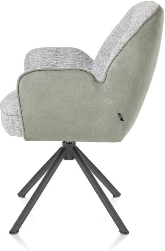 Henders & Hazel Bell armstoel - grafiet frame recht - draaibaar - pocket - combi calabria/vada - olijf Groen Armstoel
