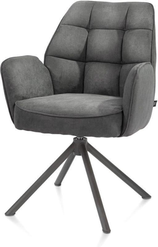 Henders & Hazel Bell armstoel - grafiet frame recht - draaibaar - pocket - stof calabria Antraciet Armstoel