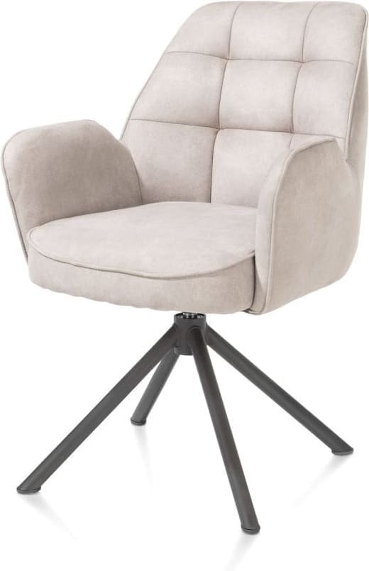 Henders & Hazel Bell armstoel - grafiet frame recht - draaibaar - pocket - stof calabria - kiezel Grijs|Wit Armstoel