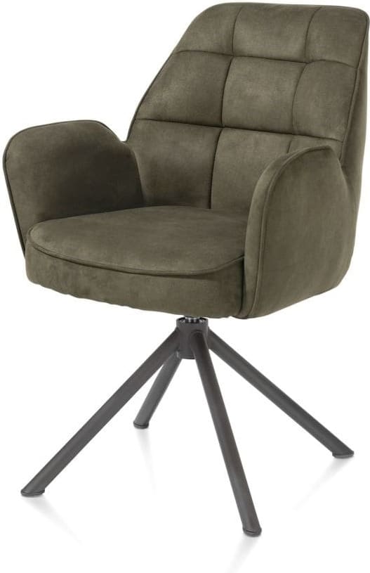 Henders & Hazel Bell armstoel - grafiet frame recht - draaibaar - pocket - stof calabria - mosgroen Armstoel