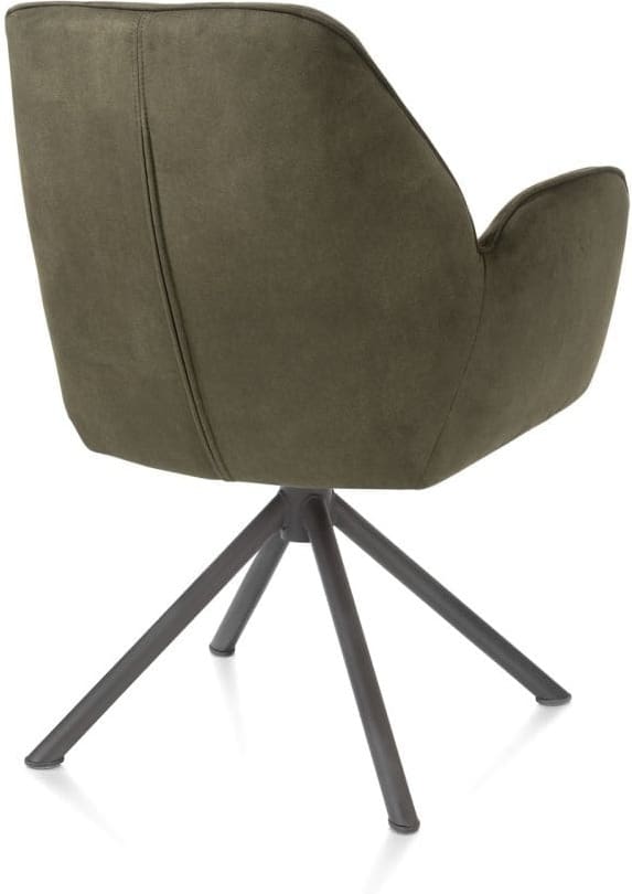 Henders & Hazel Bell armstoel - grafiet frame recht - draaibaar - pocket - stof calabria - mosgroen Armstoel