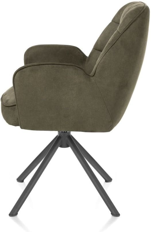 Henders & Hazel Bell armstoel - grafiet frame recht - draaibaar - pocket - stof calabria - mosgroen Armstoel