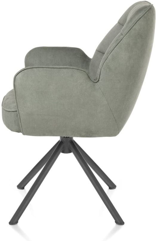 Henders & Hazel Bell armstoel - grafiet frame recht - draaibaar - pocket - stof calabria - olijf Groen Armstoel