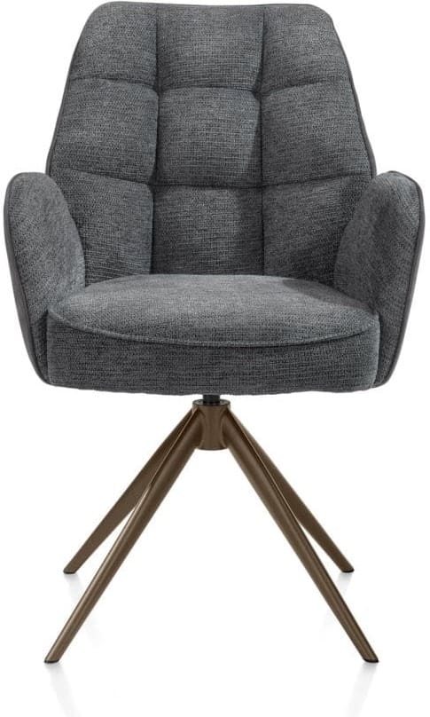 Henders & Hazel Bell armstoel - steelbrown frame - draaibaar - relax - pocket - combi calabria/vada - antraciet Antraciet Armstoel