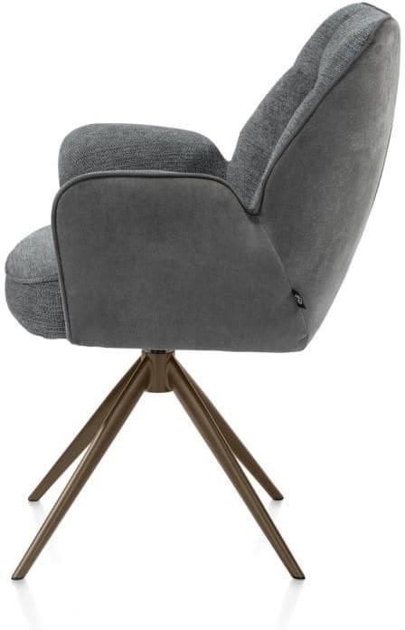 Henders & Hazel Bell armstoel - steelbrown frame - draaibaar - relax - pocket - combi calabria/vada - antraciet Antraciet Armstoel