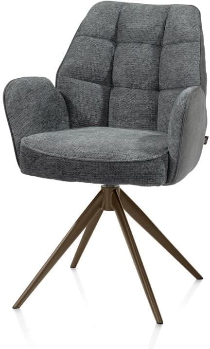 Henders & Hazel Bell armstoel - steelbrown frame - draaibaar - relax - pocket - combi calabria/vada - antraciet Antraciet Armstoel