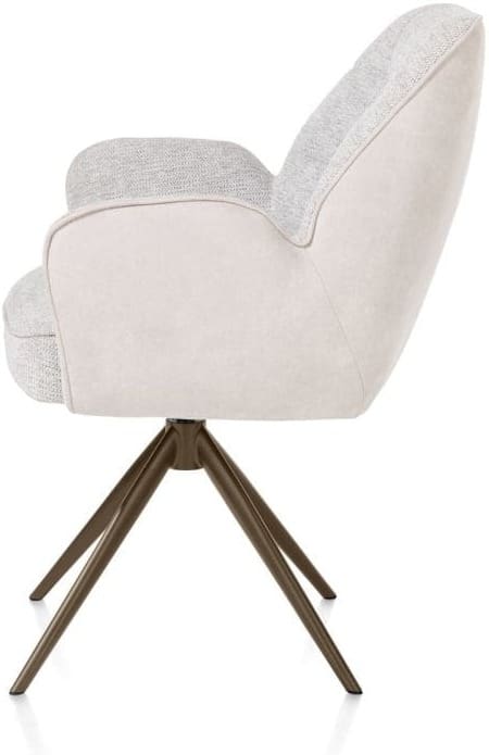 Henders & Hazel Bell armstoel - steelbrown frame - draaibaar - relax - pocket - combi calabria/vada - kiezel Grijs|Wit Armstoel