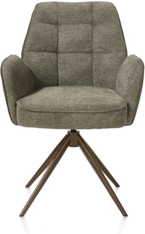 Henders & Hazel Bell armstoel - steelbrown frame - draaibaar - relax - pocket - combi calabria/vada - mosgroen Armstoel