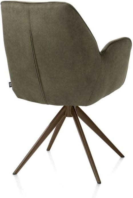 Henders & Hazel Bell armstoel - steelbrown frame - draaibaar - relax - pocket - combi calabria/vada - mosgroen Armstoel