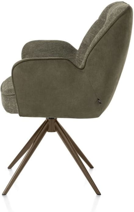 Henders & Hazel Bell armstoel - steelbrown frame - draaibaar - relax - pocket - combi calabria/vada - mosgroen Armstoel
