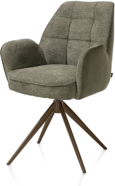 Henders & Hazel Bell armstoel - steelbrown frame - draaibaar - relax - pocket - combi calabria/vada - mosgroen  Armstoel