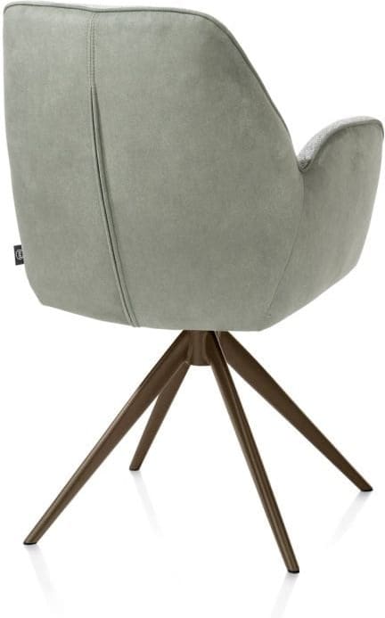 Henders & Hazel Bell armstoel - steelbrown frame - draaibaar - relax - pocket - combi calabria/vada - olijf Groen Armstoel
