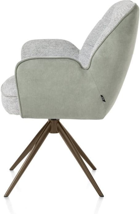Henders & Hazel Bell armstoel - steelbrown frame - draaibaar - relax - pocket - combi calabria/vada - olijf Groen Armstoel
