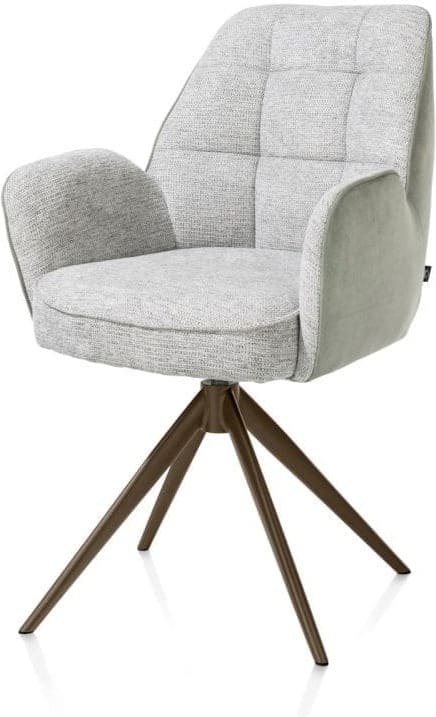 Henders & Hazel Bell armstoel - steelbrown frame - draaibaar - relax - pocket - combi calabria/vada - olijf Groen Armstoel