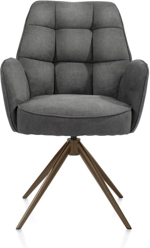 Henders & Hazel Bell armstoel - steelbrown frame - draaibaar - relax - pocket - stof calabria - antraciet Antraciet Armstoel