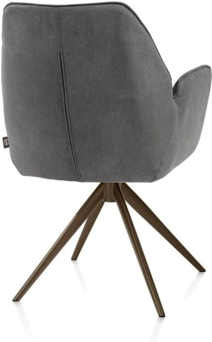 Henders & Hazel Bell armstoel - steelbrown frame - draaibaar - relax - pocket - stof calabria - antraciet Antraciet Armstoel