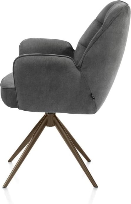 Henders & Hazel Bell armstoel - steelbrown frame - draaibaar - relax - pocket - stof calabria - antraciet Antraciet Armstoel