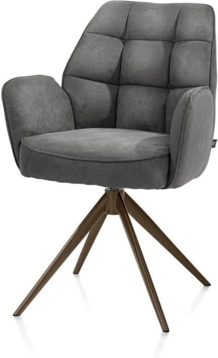 Henders & Hazel Bell armstoel - steelbrown frame - draaibaar - relax - pocket - stof calabria - antraciet Antraciet Armstoel