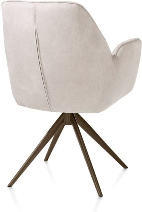 Henders & Hazel Bell armstoel - steelbrown frame - draaibaar - relax - pocket - stof calabria - kiezel Grijs|Wit Armstoel