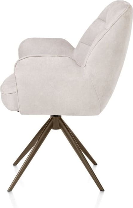 Henders & Hazel Bell armstoel - steelbrown frame - draaibaar - relax - pocket - stof calabria - kiezel Grijs|Wit Armstoel