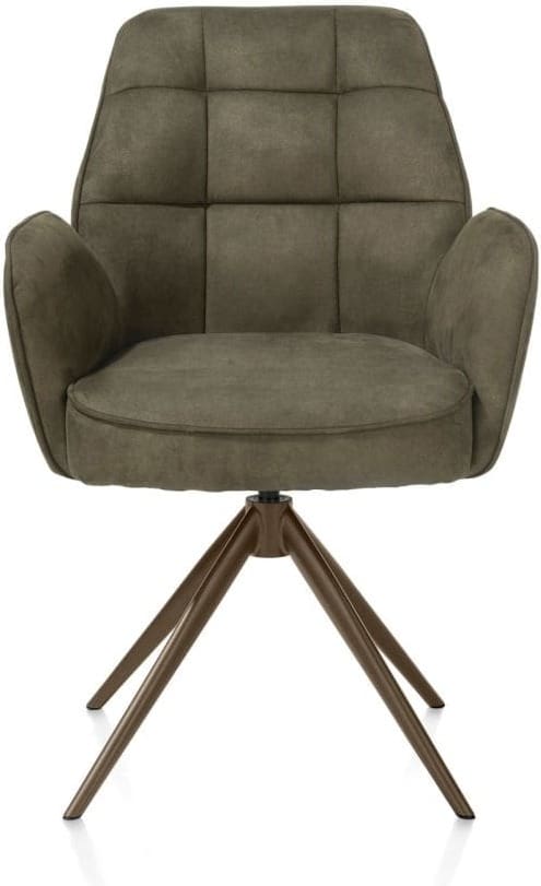 Henders & Hazel Bell armstoel - steelbrown frame - draaibaar - relax - pocket - stof calabria - mosgroen Armstoel