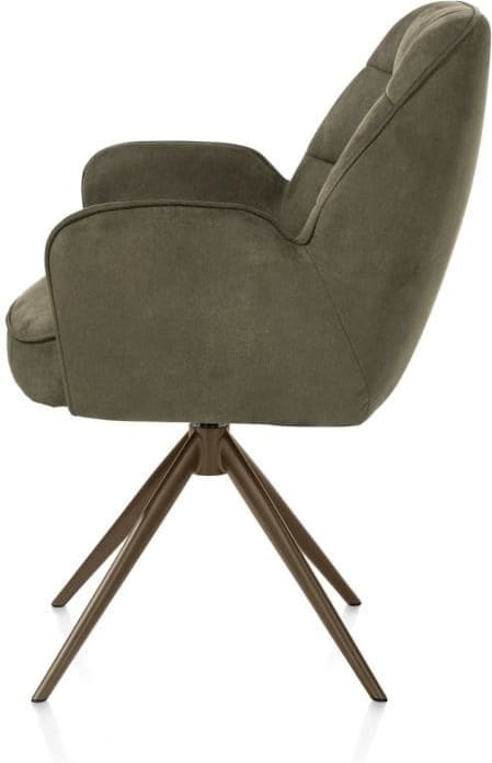 Henders & Hazel Bell armstoel - steelbrown frame - draaibaar - relax - pocket - stof calabria - mosgroen Armstoel