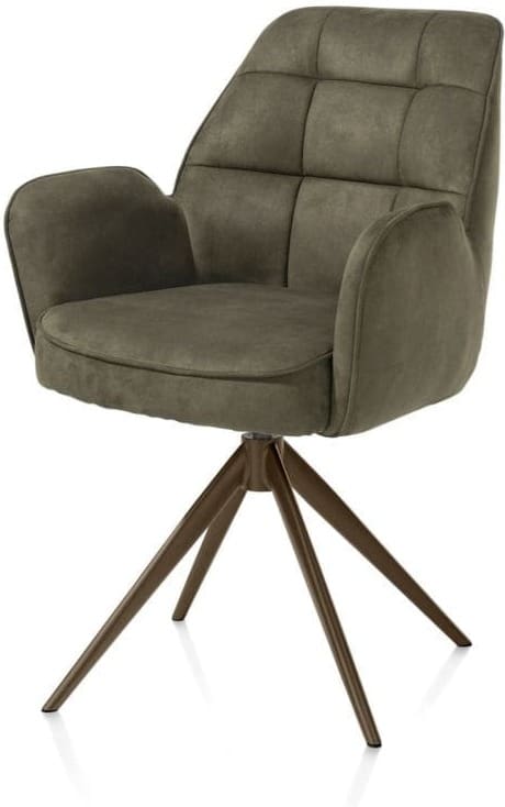 Henders & Hazel Bell armstoel - steelbrown frame - draaibaar - relax - pocket - stof calabria - mosgroen  Armstoel