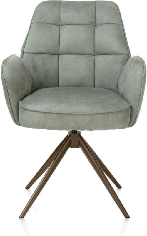 Henders & Hazel Bell armstoel - steelbrown frame - draaibaar - relax - pocket - stof calabria - olijf Groen Armstoel