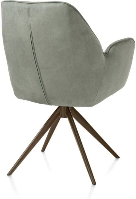 Henders & Hazel Bell armstoel - steelbrown frame - draaibaar - relax - pocket - stof calabria - olijf Groen Armstoel