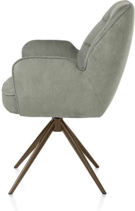 Henders & Hazel Bell armstoel - steelbrown frame - draaibaar - relax - pocket - stof calabria - olijf Groen Armstoel