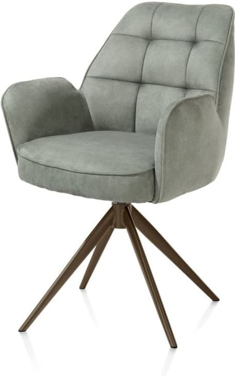 Henders & Hazel Bell armstoel - steelbrown frame - draaibaar - relax - pocket - stof calabria - olijf Groen Armstoel